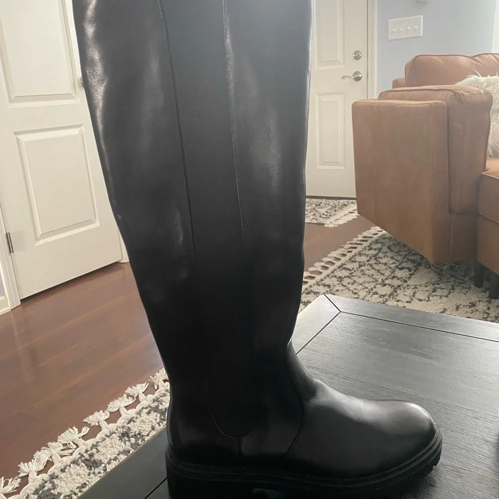 INC International Concepts Black Tall Leather Riding Boots